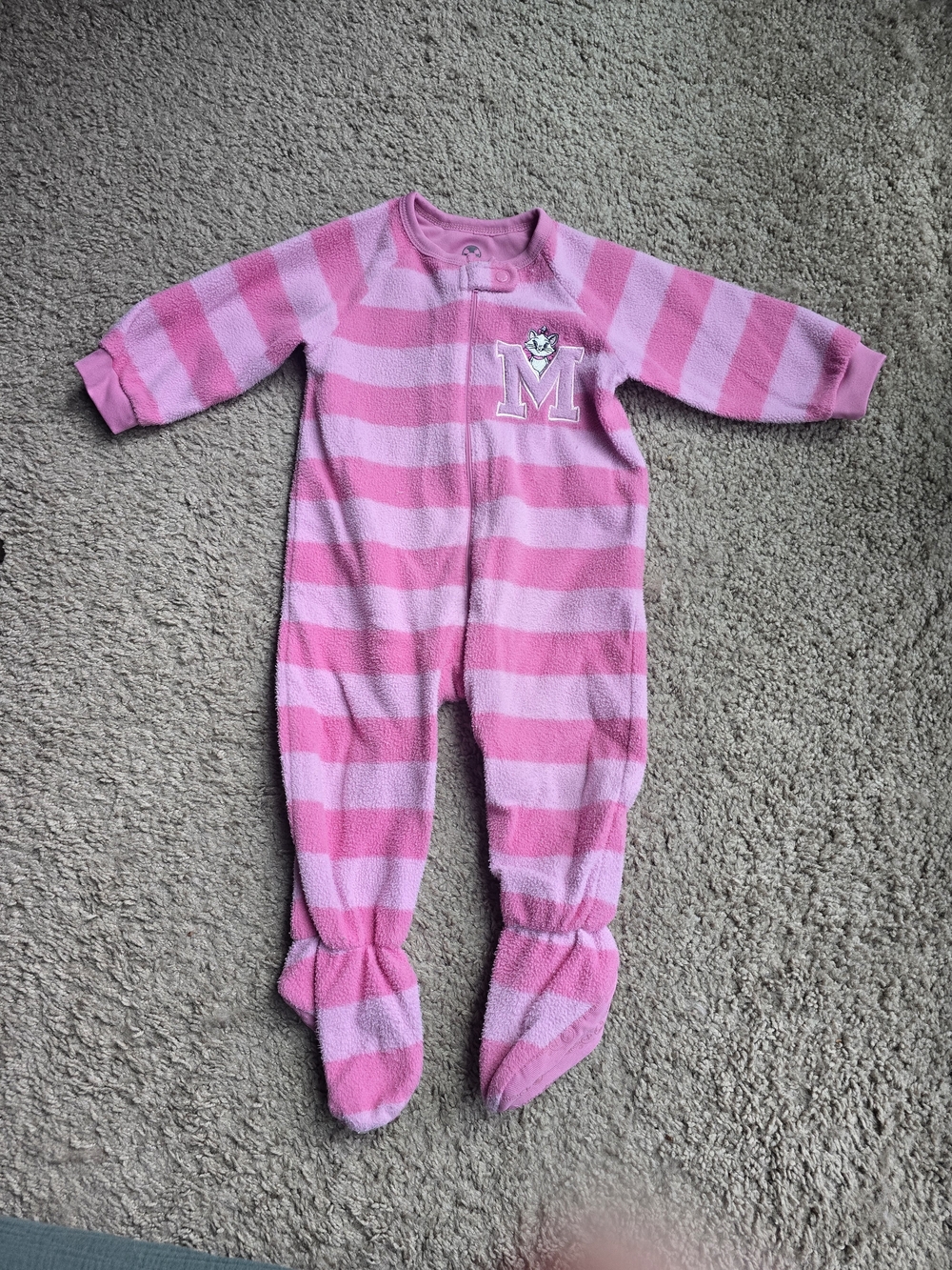 Disney Pink Striped Footed One-Piece Pajamas